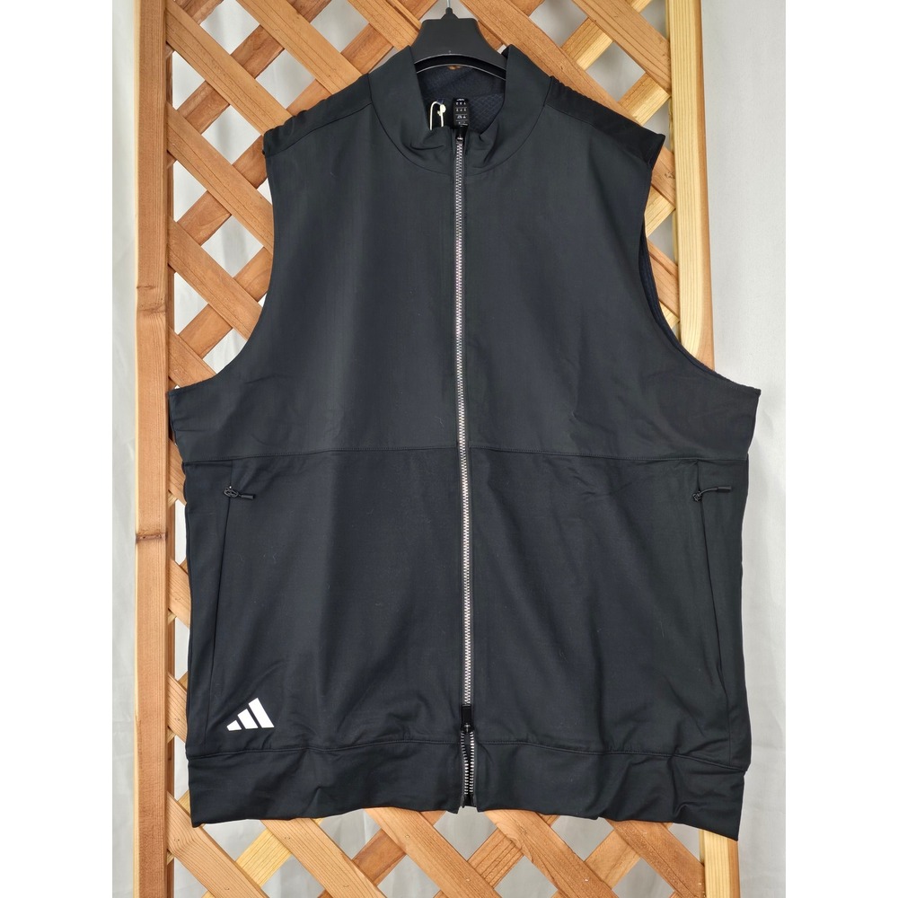 Adidas Tour Vest Mens XL Black Full Zip Golf Sleeveless Jacket - NEW